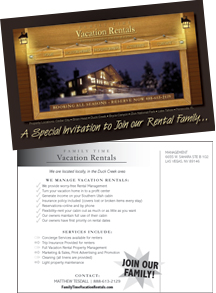 Direct Mail Postcard Design Family Time Vacation Rentals
