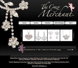 Jewelry Website Design, The Crazy Merchant, First Redesign of Website